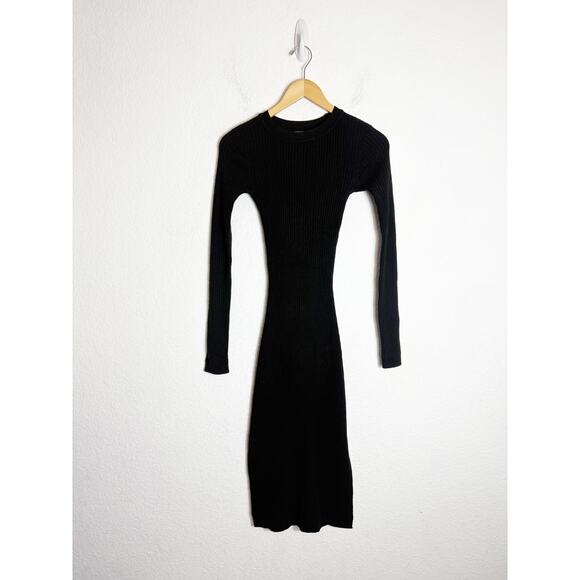 Lovers + Friends Around the Fire Ribbed Midi Sweater Dress Size XS Black Knit - Picture 3 of 14